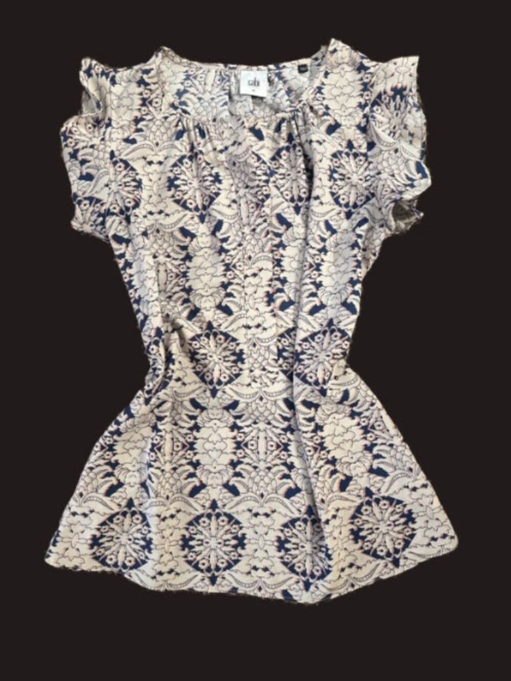 XS Blue & White Short-Sleeve Cabi Top